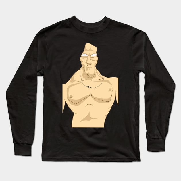 Angry Bodybuilder Portrait Long Sleeve T-Shirt by diplikaya